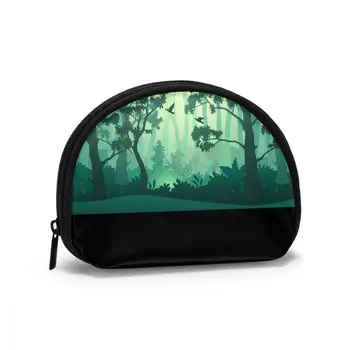 

Green Forest Trees Bushes And Thickets Silhouettes Classic Style Wallet Genuine Wallets Short Purse Card Holder Wallet Woman