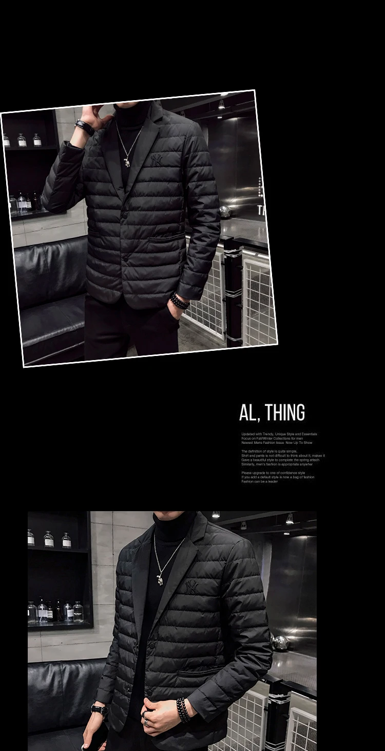 Autumn And Winter New Style Suit Collar MEN'S Coat Casual Thin down Jacket Men's Handsome Embroidered Tops Men's