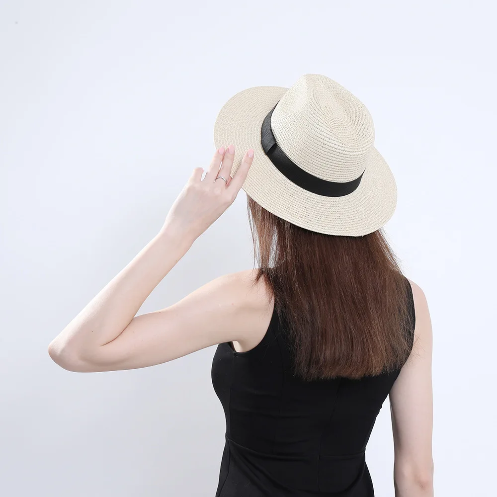 Ladies jazz straw hat outdoor sun hat straw hat outdoor summer hat personalized bonnet HA03