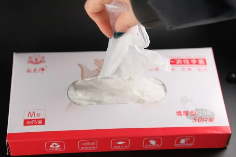

Disposable PVC Gloves 50 Boxed Powder-Free Anti-slip Removable Food Grade Medical Use Check Protective Gloves