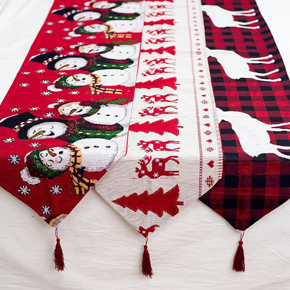 Table Runner Modern Pattern Chirstmas Table Flag Party Wedding Decor Crafts Linen Cotton Coffee Table Desktop Decoration