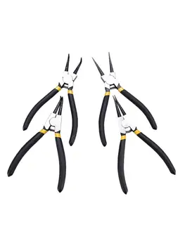 

4PCS 55# Carbon Steel Snap Ring Pliers 4-in-1 Heavy Duty Straight Bent External Internal Circlip Retaining Pliers Set