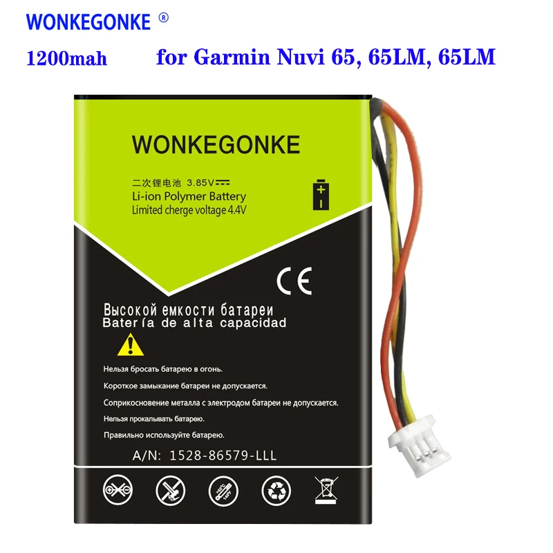 WONKEGONKE аккумулятор 1200mah для Garmin Nuvi 65, 65LM, 65LM 6"