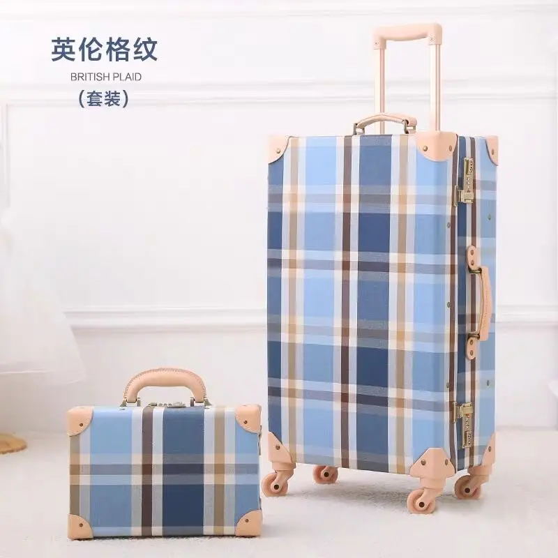Hot!New Women 2PCS/SET Vintag Travel Suitcase Rolling Luggage sets,12"20"24"26"inch Trolley suitcase handbag Carry On Wheels