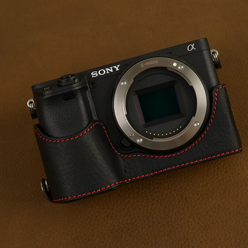 Sony A6100 A6300 A6400 кожаный чехол Камера Защитный Чехол Половина чехол|Сумки для