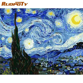 

RUOPOTY 60x75cm DIY Painting By Numbers For Adults Frame Landscape Modern Home Wall Art Picture Diy Gift Acrylic Paint By Number