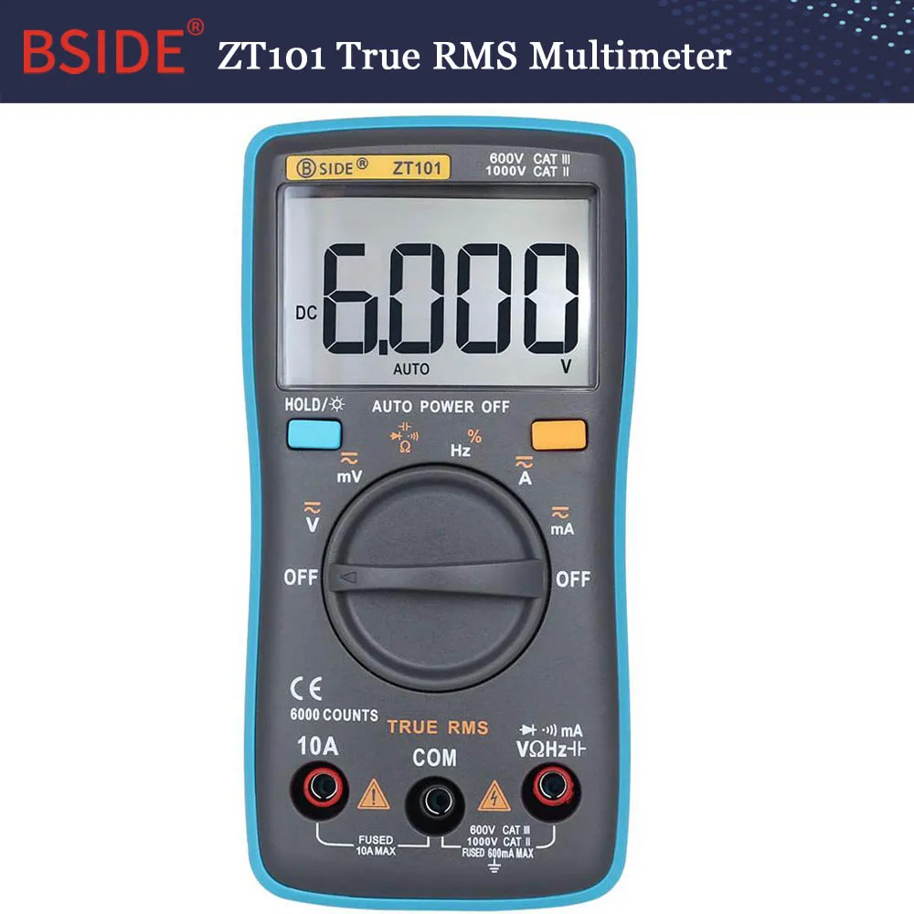 Цифровой мультиметр BSIDE серии True Auto Range Multimetro Вольтметр Амперметр емкость температура Гц NCV тестер - Цвет: ZT101