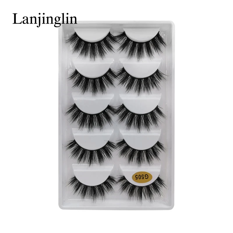 G505 LANJINGLIN 5/7/10 пар в комплекте; искусственный мех 3D норковые ресницы натуральных длинных накладных ресниц объем высокое качество накладные ресницы расширения ресницы «maquiagem» - Цвет: G505