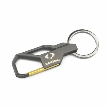 

3D Metal Car Key Ring Keychain Key Holder Logo Fashion For SsangYong Actyon Turismo Ssang Yong Rodius Emblem Car Accessories
