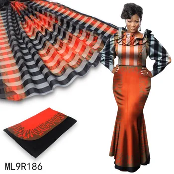 

LIULANZHI ribbon print fabric organza satin tissu 4+2 yards african tissu ribbon silk wax style for dress ML9R181-200