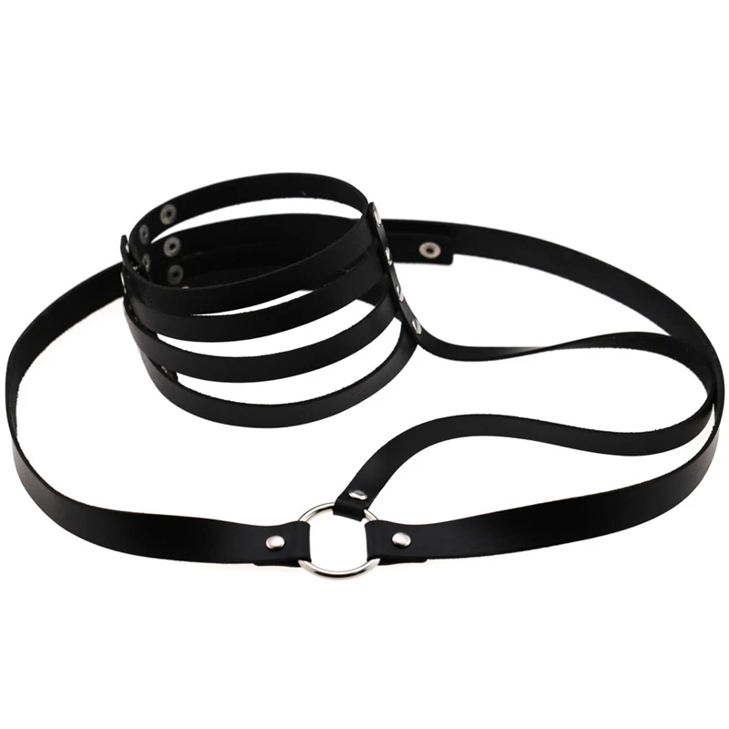 PU Leather Body Harness Cage Bra Sexy Lingerie Belt Fetish for Women Punk Gothic Neck Bondage Crop Tops Adjust Pink Harness Bra