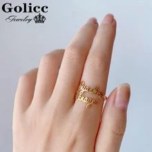 Golicc Gratis Grootte Custom Ring, Gepersonaliseerde Naam Ring Met Hart, Custom Naamplaat Ring Voor Paar, roestvrij Stalen Ring