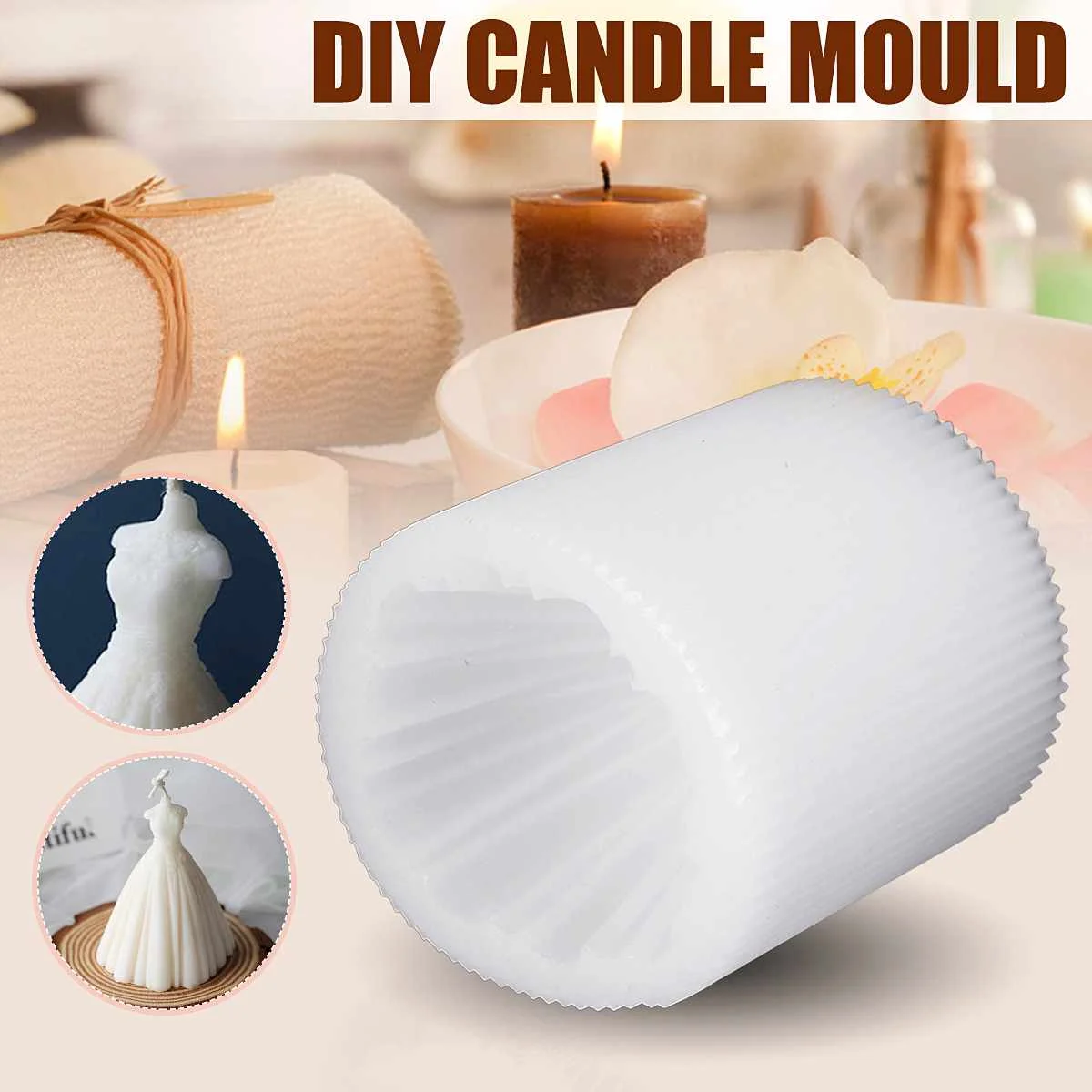 

Hot Silicone Mould DIY Wedding Dress Handmade Wax Melts Soap Candle Making Craft Mold Wedding Dress Shape Wedding Cake Decoratio