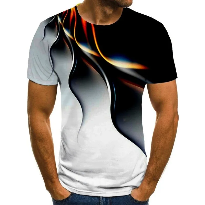 Men's 3D printed O-neck quick-drying sports T-shirt Summer outdoor leisure micro-elastic Tops Tee XXS-XL 7 colors | Мужская одежда