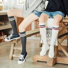 Полосатые женские длинные носки осень зима новые хлопковые удобные повседневные эластичные женские носки для счастливых студентов в консервативном стиле