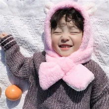 Best Price 2 In 1 Baby Winter Warmer Cartoon Plush Ear Design Hat 2-10Y Infant Collar Scarves Neckerchiefs Best Price 2 In 1 Baby Winter Warmer Cartoon Plush Ear Design Hat 2-10Y Infant Collar Scarves Neckerchiefs