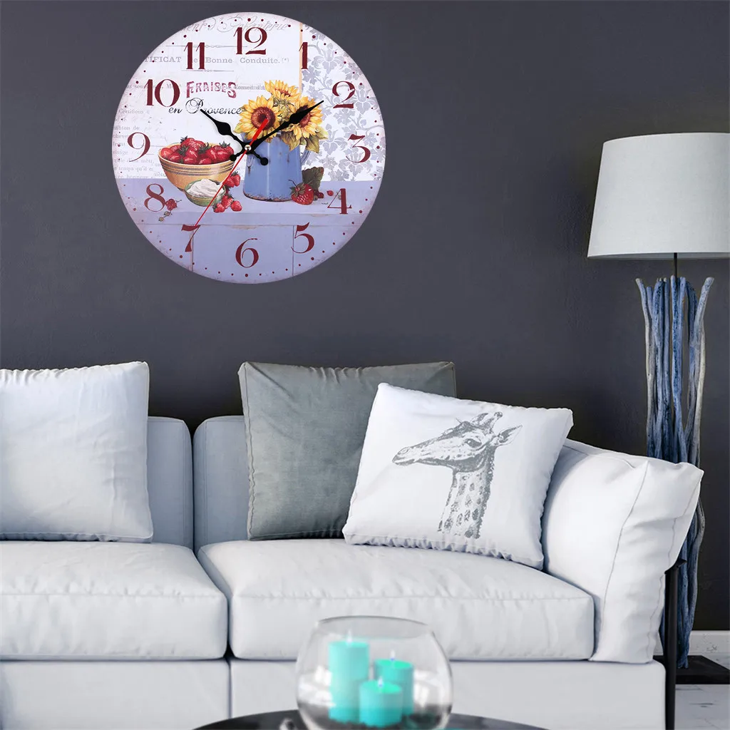 Kitchen Wall Clock Battery Operated Large Easy To Read Vintage Wooden Style For Home Decor Modern Minimalist Wall Clocks Simple
