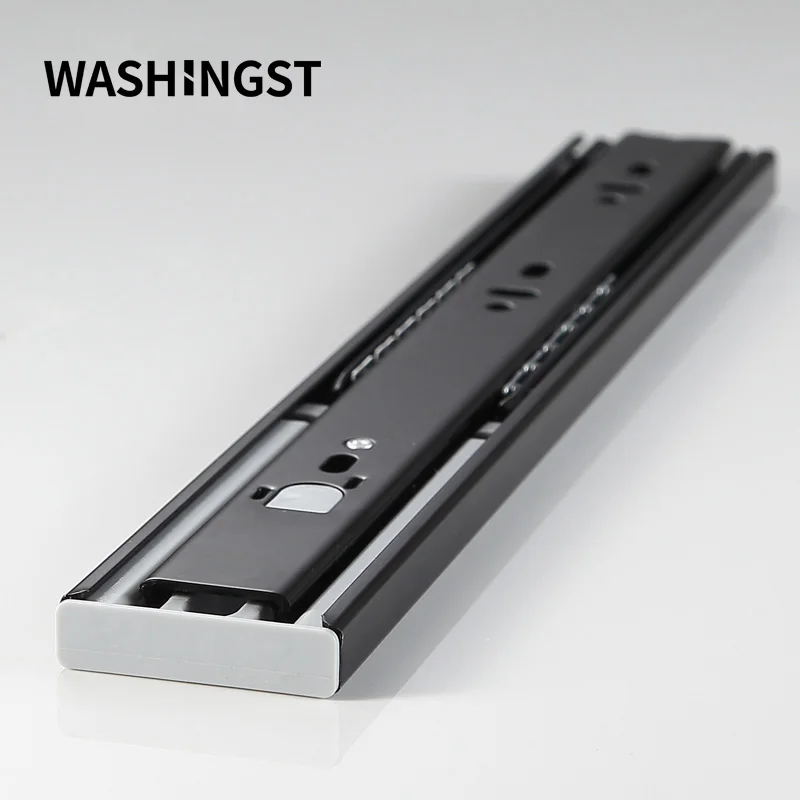 

WASHINGST Push to Open Drawer Slides Rail Cabinet Telescopic Ball Bearing Three Section Silent buffer damping guide rail