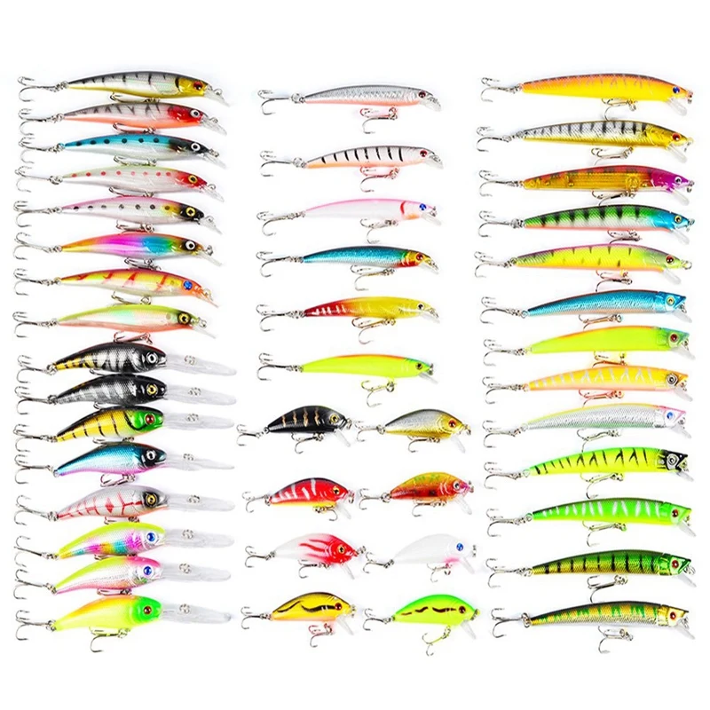 

TOP!-43Pc Fishing Bait Set Portable Fishing Set Simulation Bait Lure Set Boxed Combination Bait Set