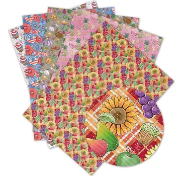 

DIY craft supplies 30 cm x 136 cm the fruit printed faux leather sheets for bows material decoration. L1311-1315