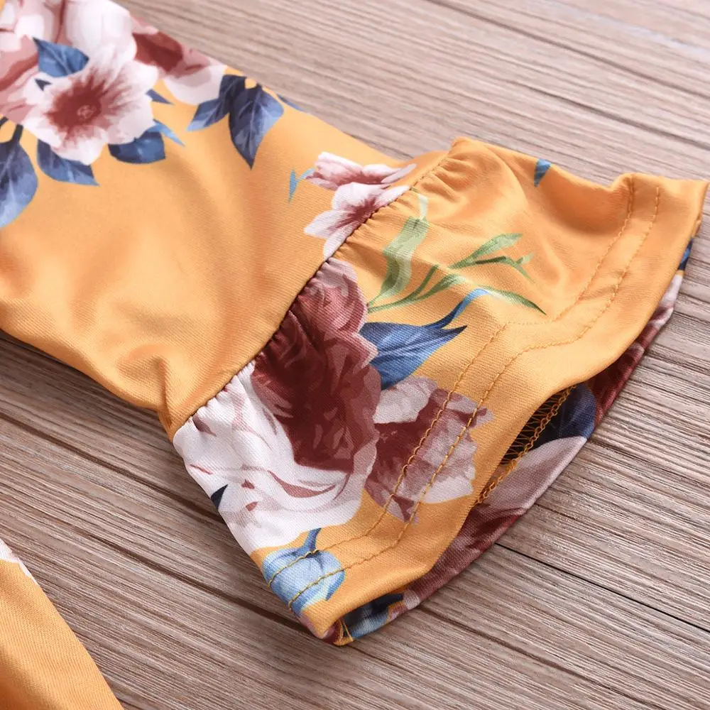 Girls Dresses Fashion Kids Girl Dress Floral Printing Long Sleeve Casual Kids Dresses Children's Clothing Vintage style