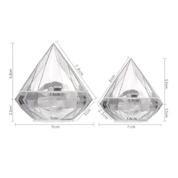 

Transparent Diamond Shape Candy Box Clear Plastic Container Box for Wedding Party Home Decor Baby Shower Favors S/L Size