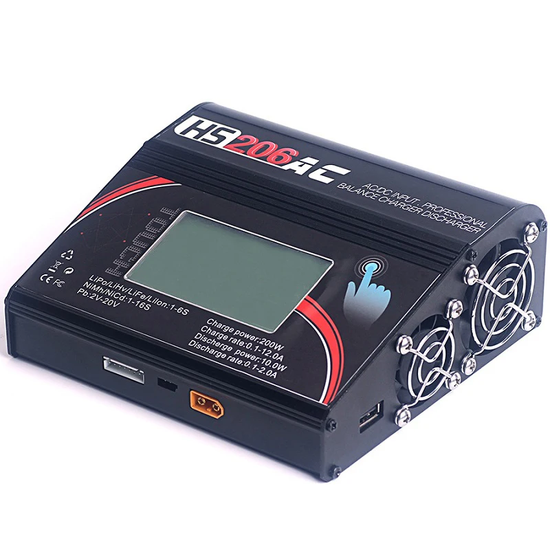 Продвижение-Hs206Ac 200 Вт 12A Ac/Dc Высокая Мощность Пресс-экран Banlace зарядное устройство Dis зарядное устройство для Lipo батареи Rc модели игрушки зарядки