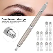 Набор блестящих татуировок с двойным концом тумана для бровей и губ, тату-ручка с 5 роликовыми иглами для бровей, инструмент для макияжа, ротационный набор для татуировки