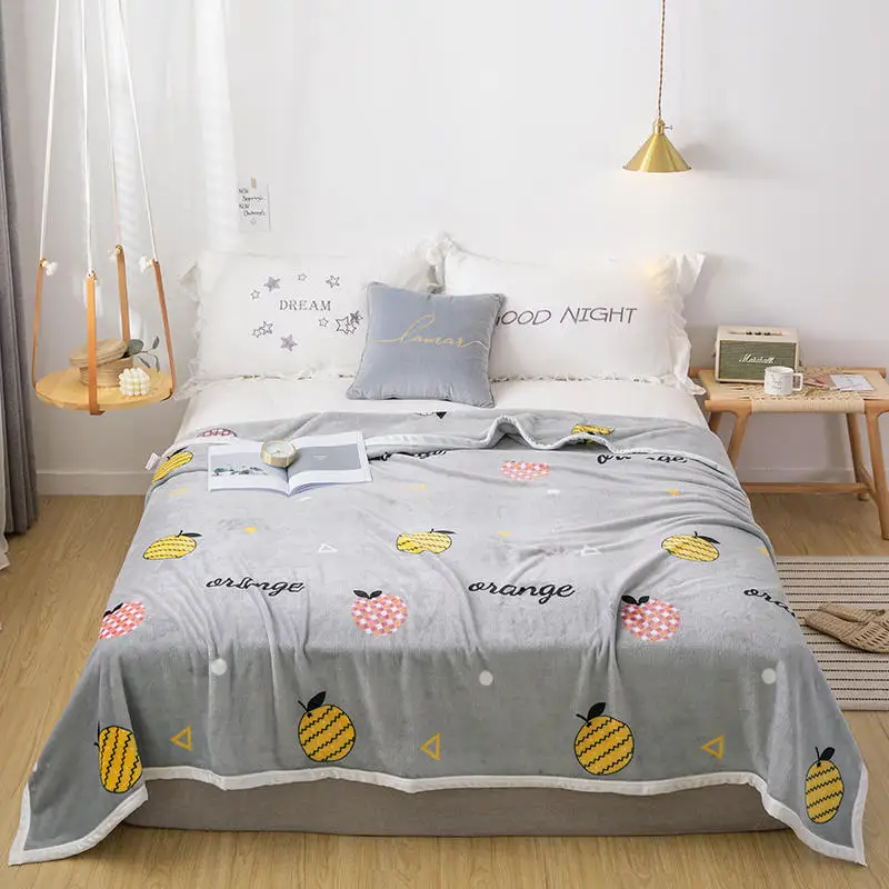 Grey Fruit Фланелевое Флисовое одеяло для кровати, зимнее, Скандинавское, современное, для гостиной, с листьями, для путешествий, диван, для пары, для кровати, одеяло, для взрослых, детей, покрывала - Цвет: Grey Fruit