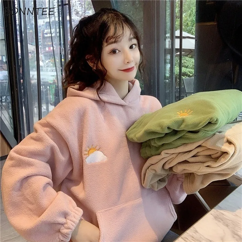  Hoodies Women Kpop Plus Size Thickening Pink Winter Clothes Korean Top Womens Harajuku Hoodie Stude