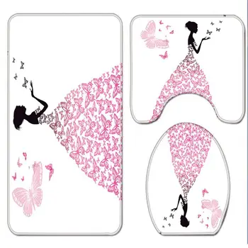 

Digital Valentine's Day Glamour Goddess Printed Shower Curtain Carpet Floor Mat Combination Bathroom Toilet Mat Bath Mats