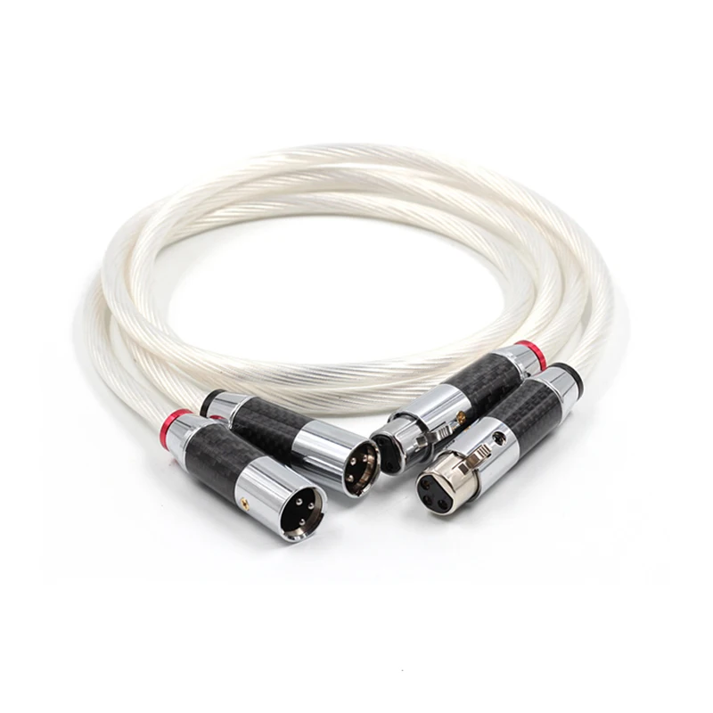 Kabel XLR Hifi Pure 7N OCC posrebrzany kabel Audio z najwyższej jakości wtyczką XLR z włókna węglowego