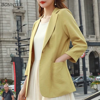 

Blazers Women Chiffon Korean Stylish Spring Thin Sun Protection All-match Loose Vintage Feminino Outerwear Pure Temperament Coat