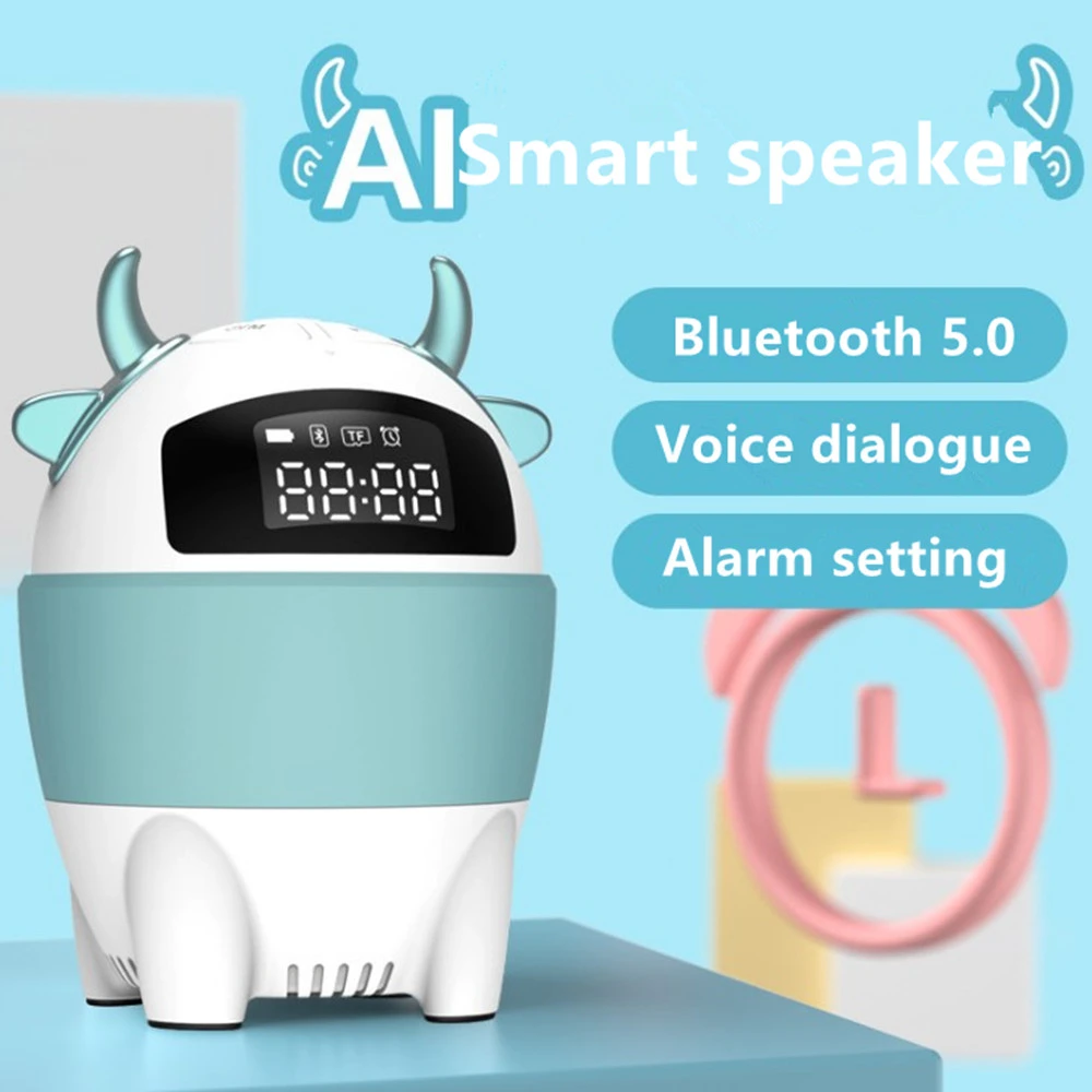 A1 smart bluetooth speaker voice conversation mobile phone call TF card  music player MP3 wireless cartoon cow sound alarm clock|Portable Speakers|  - AliExpress