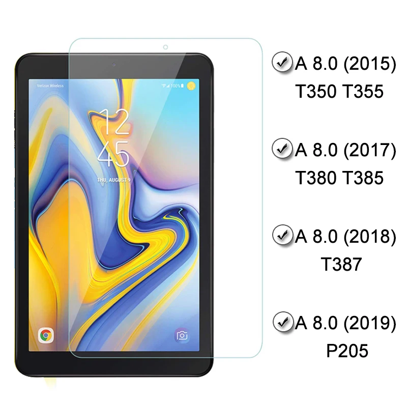 8 дюймов защитный Стекло для samsung galaxy tab a 8,0 2019 2018 2017 Экран протектор на T350 T355 T380 T385 T387 P205 Броня пленка