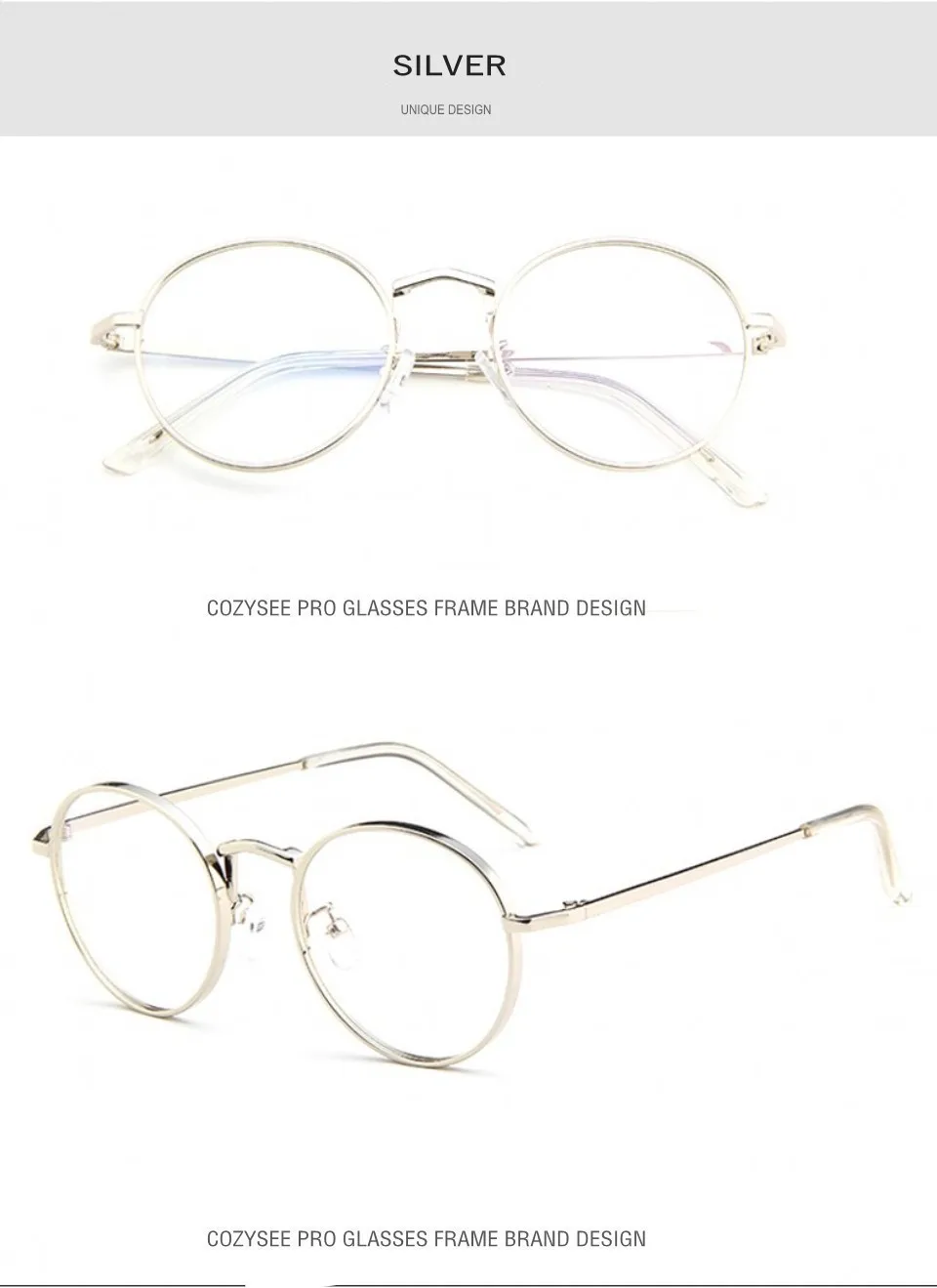 New Retro Glasses Frame Women's Transparent Metal Optical Round Glasses Myopia Reading Prescription Eyeglasses Frame Clear Lens