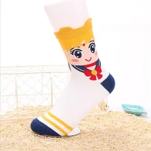 Осенне-зимние Японские Аниме Сейлор Мун Меркурий Марс Юпитер Венера милые носки с героями мультфильмов женские хлопковые носки без пятки 6 пар/лот