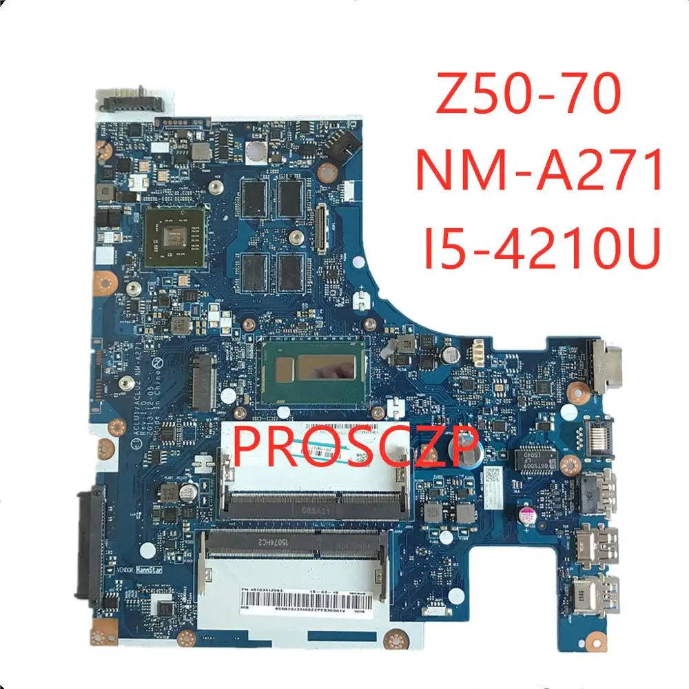 Материнская плата для ноутбука LENOVO G50 G50-70 Z50-70 ACLU1/ACLU2 NM-A271 с процессором i5-4210U 100%