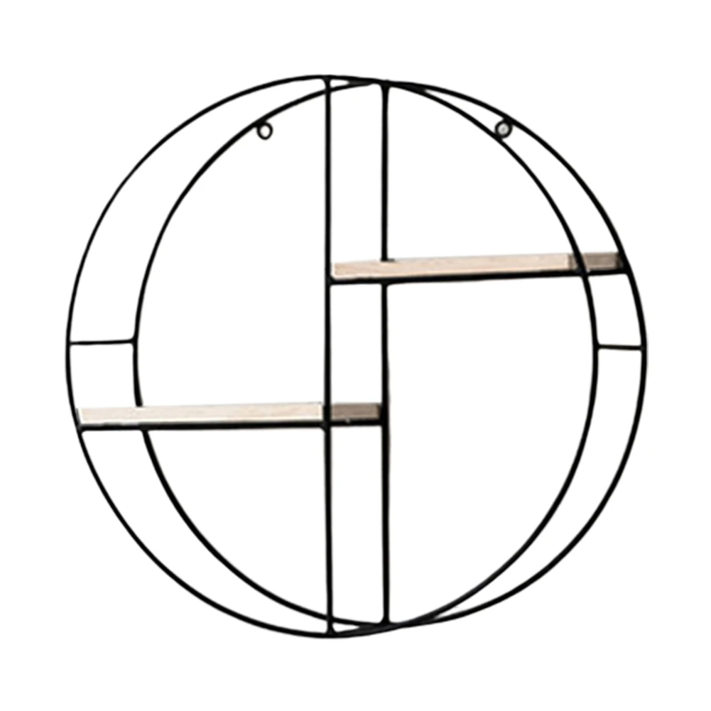 Горячая Металлическая деревянная стойка для хранения, настенные держатели для подвесного хранения, полки для книг, статуэтки, цветочный горшок, полка, Органайзер Домашний для хранения - Цвет: Black Round