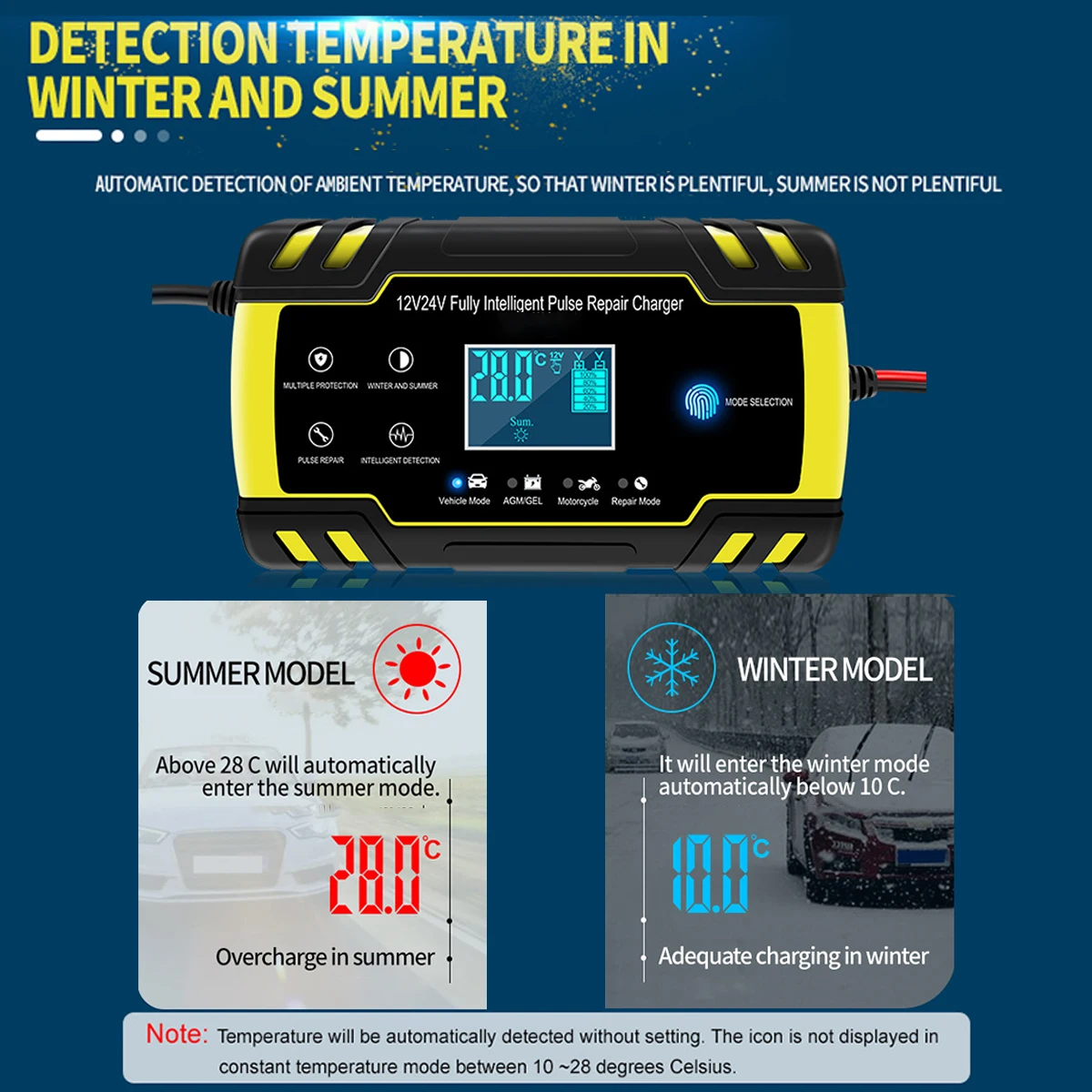 12V-24V 8A Full Automatic Battery-chargers Digital LCD Display Car Battery Chargers Power Puls Repair Chargers Lead Acid For Car