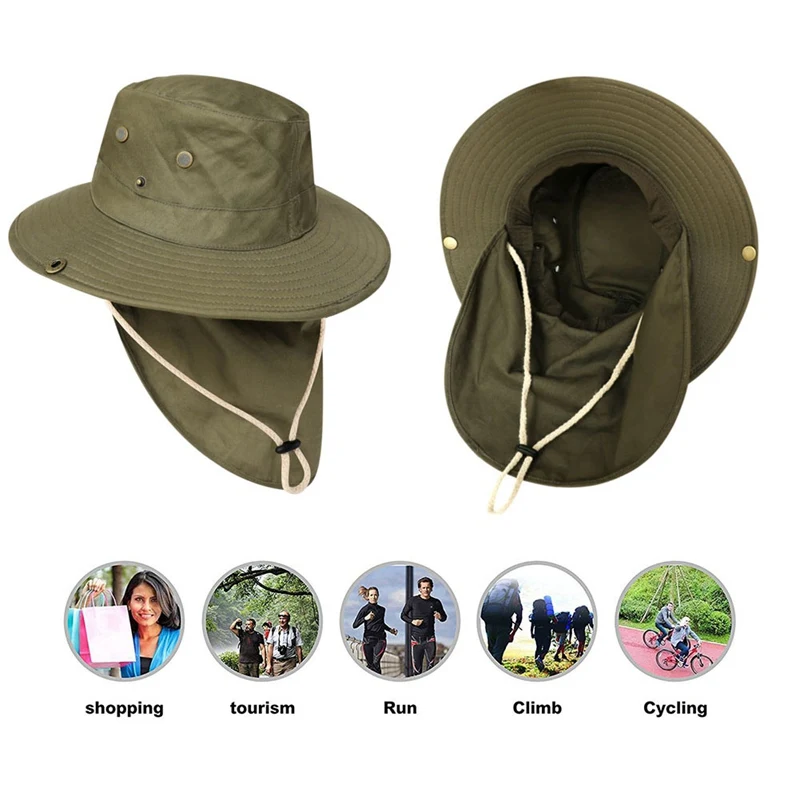 

Outdoor Flap Cap Anti-sweat Portable Sunshade Neck Cover Sun Hat Sportswear Fishing Accessories With Chin Strap