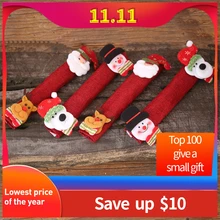 4 шт. рождественские дверные ручки для холодильника, термостойкие кухонные перчатки из мешковины, защита ручки, декор# A