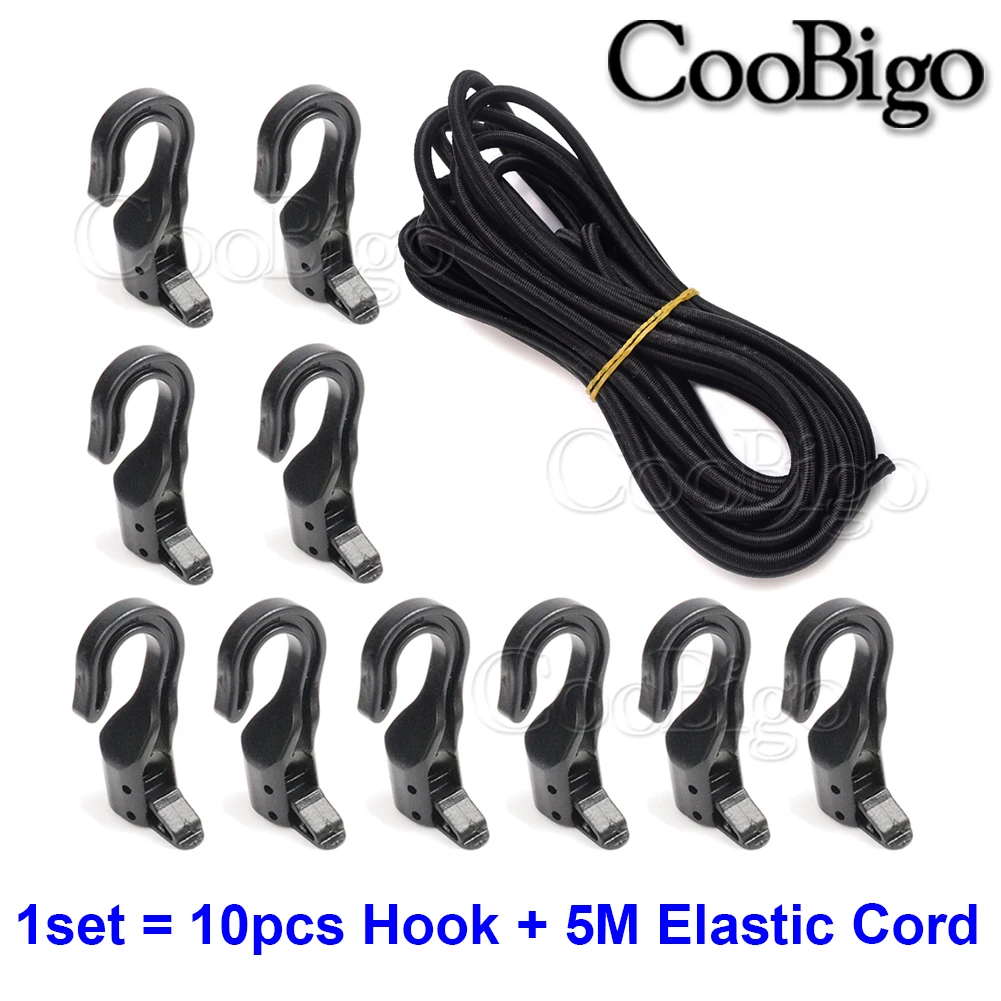 10pcs Nylon Clip Hooks For Kayak Canoe Shock Cord Bungee Elastic Rope 