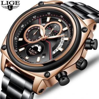 

LIGE New Men Watch Top Luxury Brand Mens Waterproof Sport Watches Quartz Analog Date Wrist Watch For Men Clock Relogio Masculino