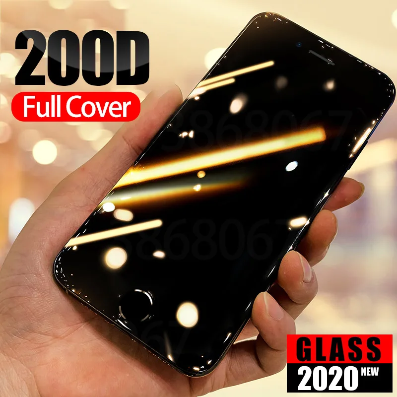 

200D Full Cover Protective Glass on the For iPhone 7 8 6 6s Plus Tempered Screen Protector iPhone X XS Max XR Glass Film