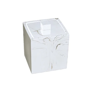 

Cotton Swab Storage Box Organizer Marbled Resin Home Toothpick Holder Hotel Cotton Pad Box With Lid For Home Hotel Office