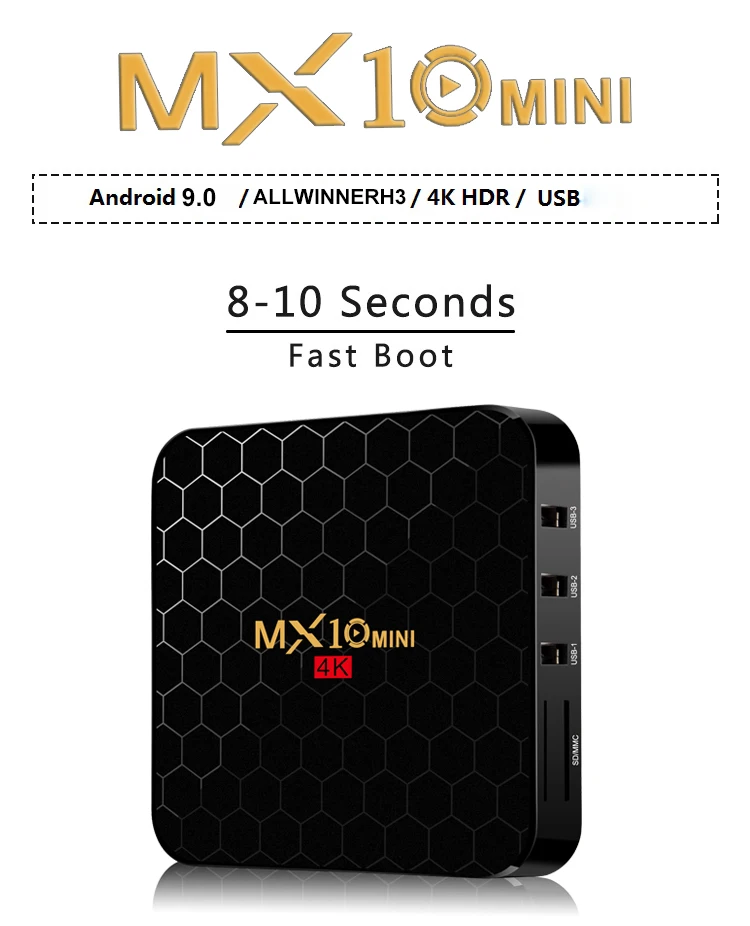 XGODY MX10 Мини ТВ коробка Android 9,0 с Google Assistant четырехъядерный Allwinner H3 Smart tv Box