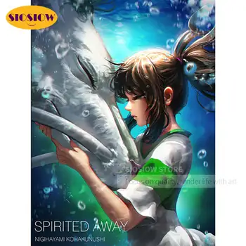 

5D DIY Diamond Painting Spirited Away Chihiro Haku White Dragon Diamond Embroidery Cross Stitch Decor Home Gifts For Girls Room