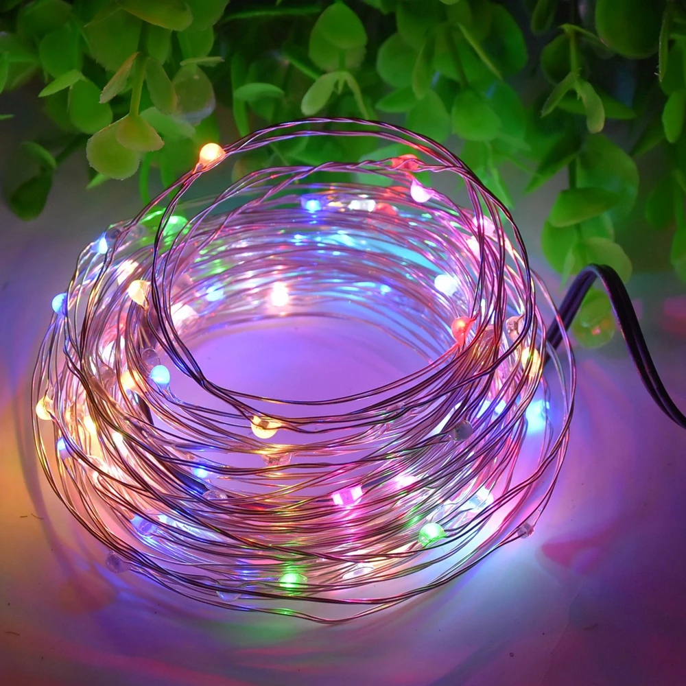 5 м/10 м DC12V LED наружная серебряная проволока светодиодная лоза гирлянда для