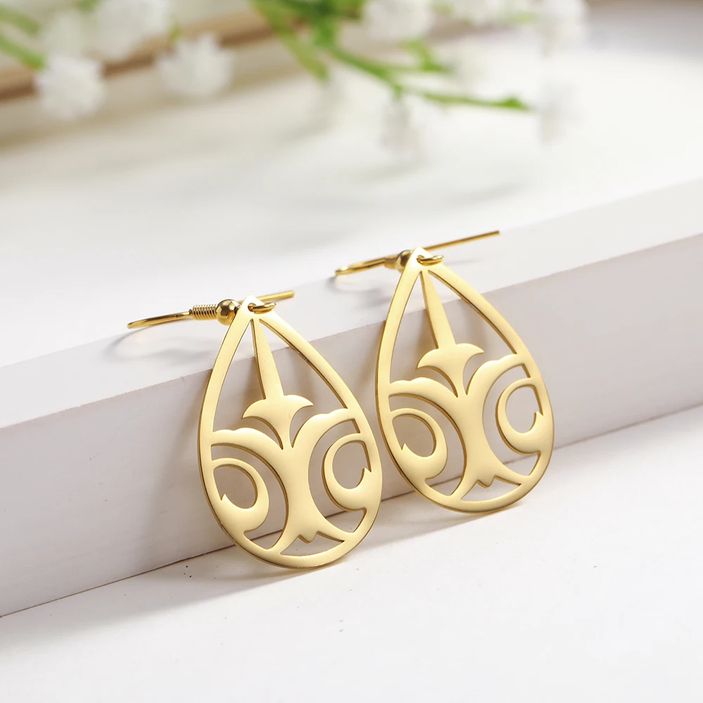 Кружевные серьги COOLTIME из нержавеющей стали овальные женские и в форме капли с